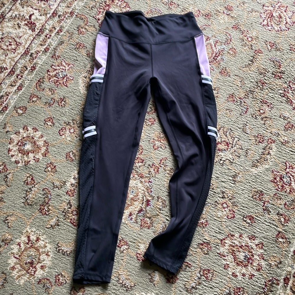 BCBGeneration Women's Black & Lavendar Mesh Leg Leggings